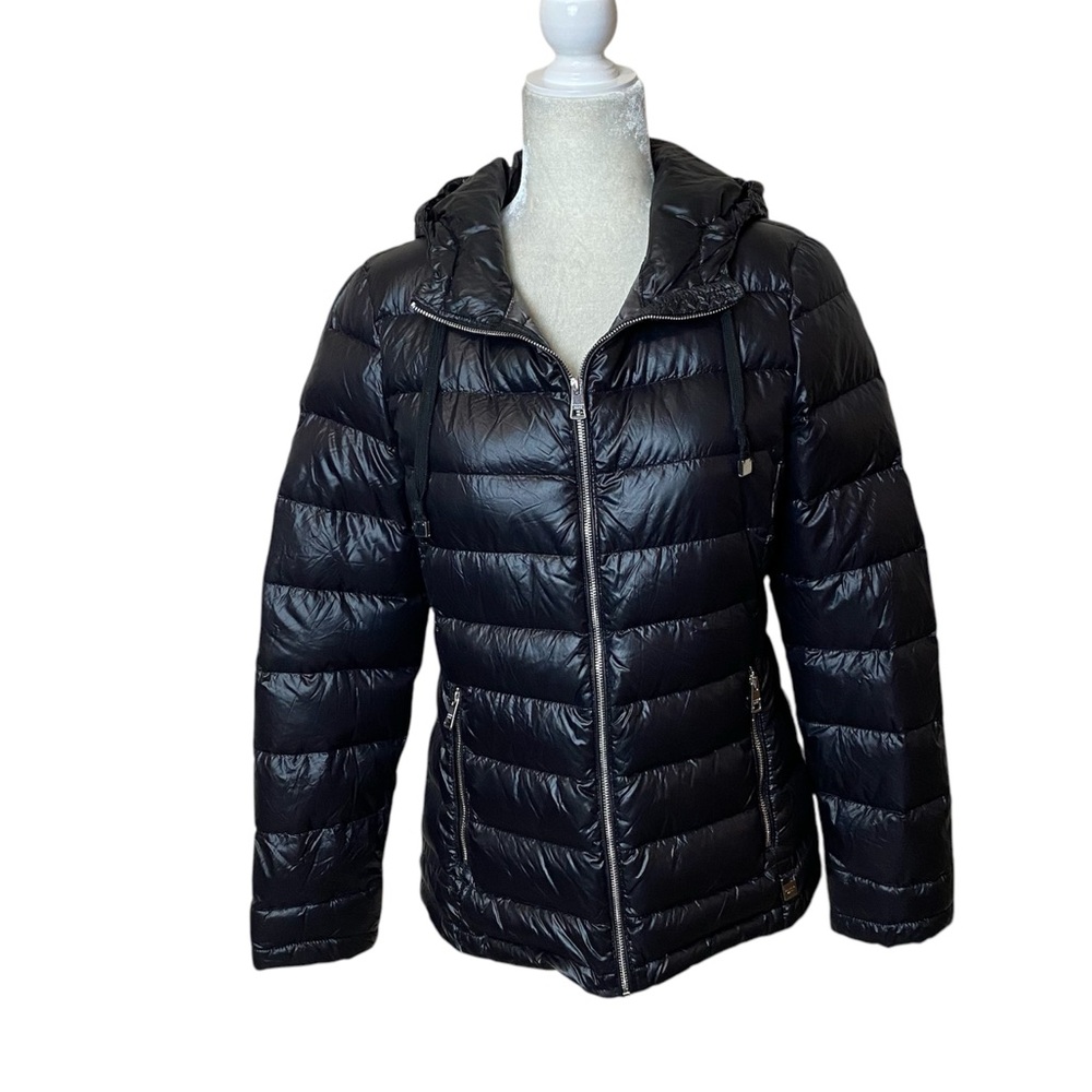 Andrew Marc Down Puffer Jacket Hooded Black 
Lighweight Packable Zip Up Small
